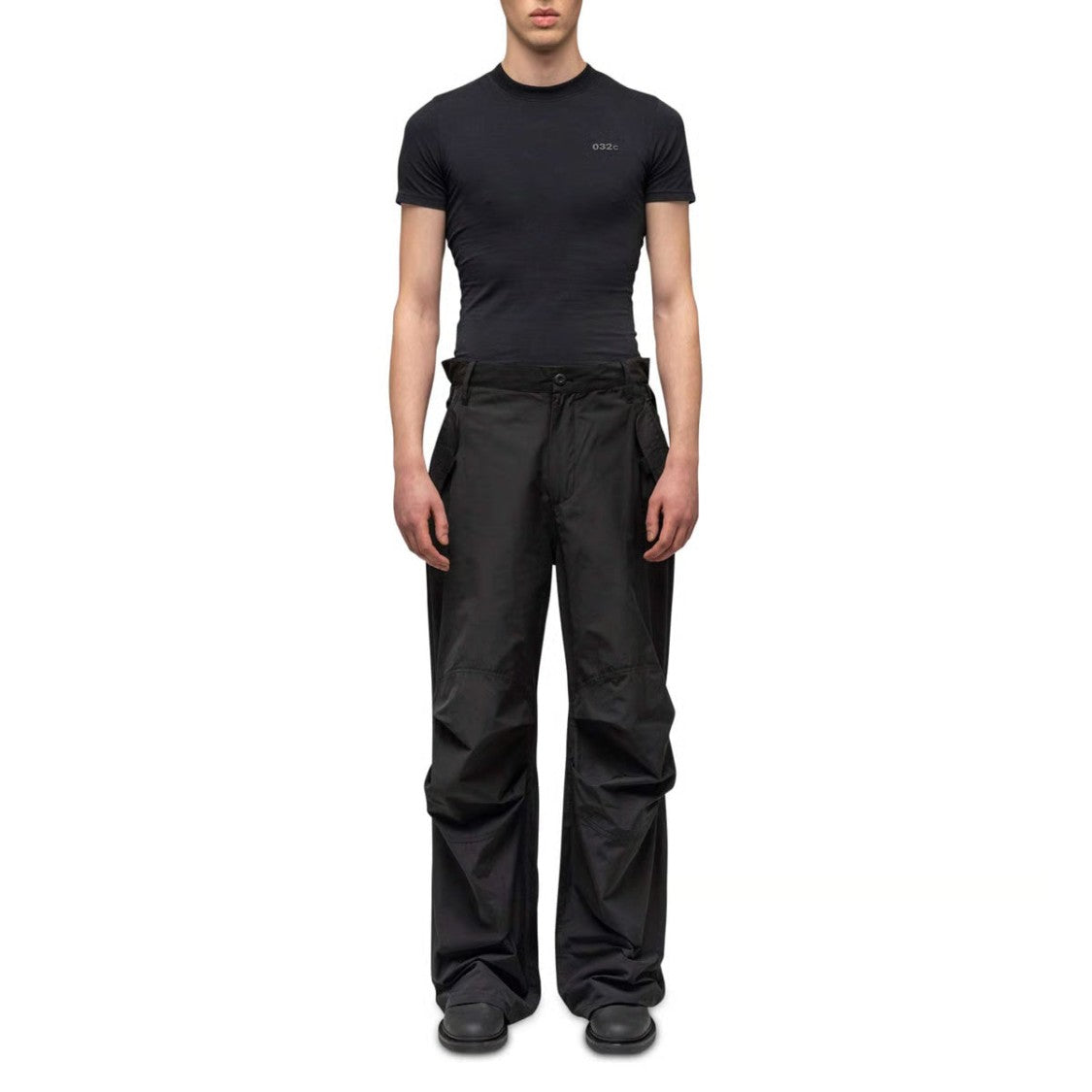 032C Black Wide-Leg Cotton-Blend Cargo Pants