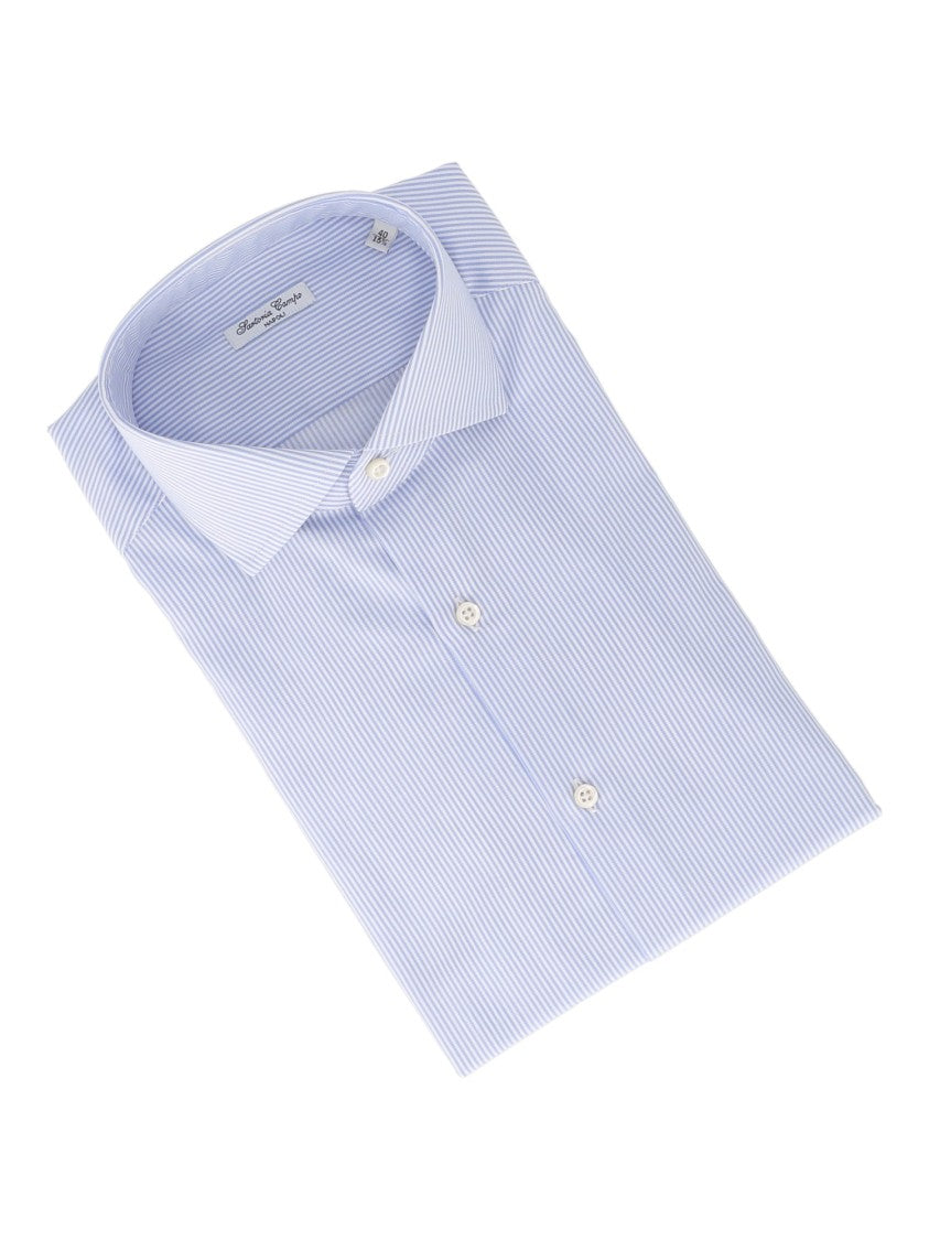 Sartoria Del Campo-Sonrisa Light Blue Pinstripe Cotton Dress Shirt