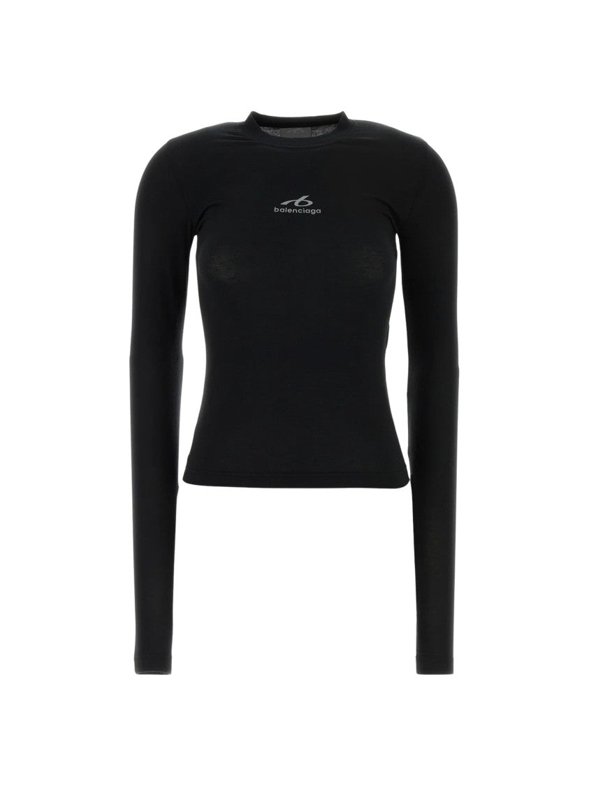 Balenciaga Fitted Long-Sleeve T-Shirt With Laminated Logo