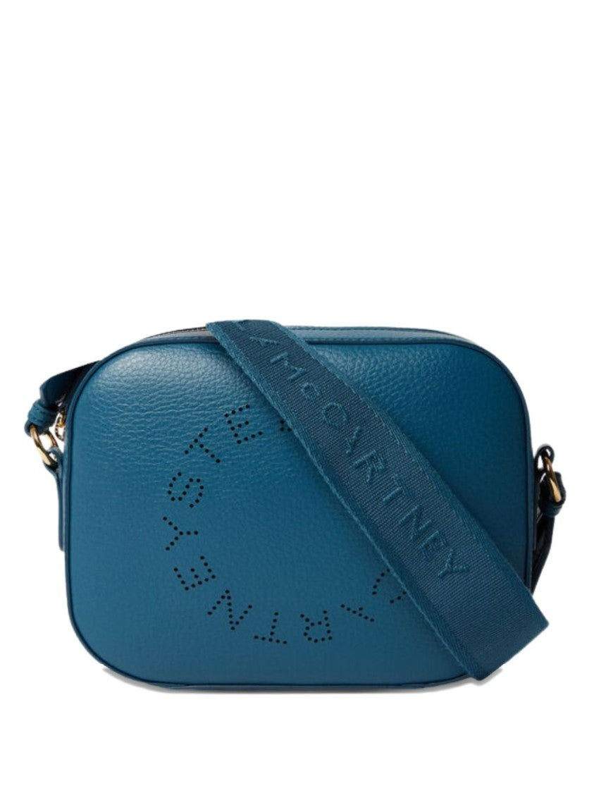 Stella Mccartney Blue Branded Fabric Strap Faux Leather Camera Bag