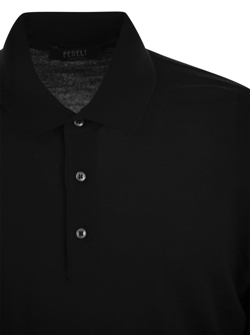 Fedeli Three-Button Virgin Wool Polo Shirt