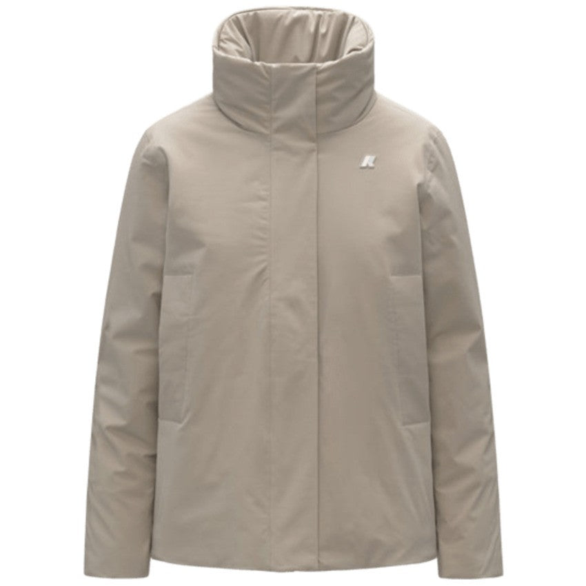 K-Way Beige Cashmere Short Jacket With Removable Hood