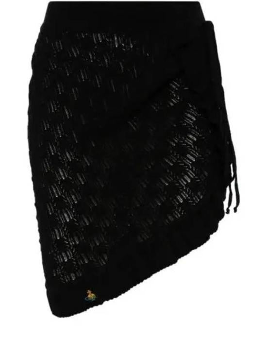 Vivienne Westwood Textured Black Midi Skirt With Hem
