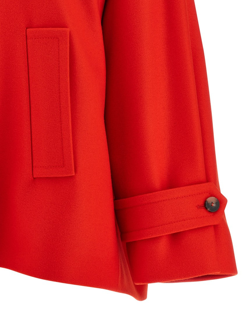Alberto Biani Caban Coat With Monogram Viscose Lining
