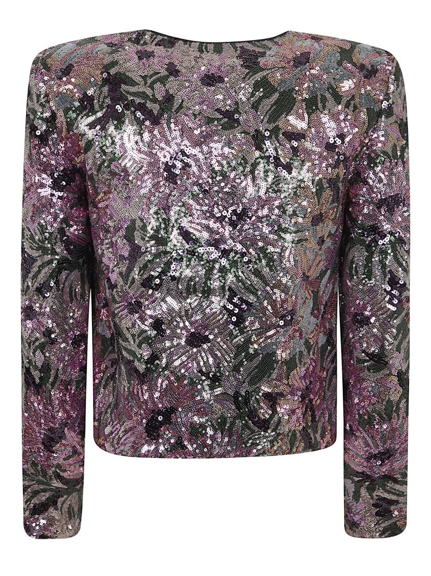 Self-Portrait Floral Sequin-Embellished Boxy Jacket