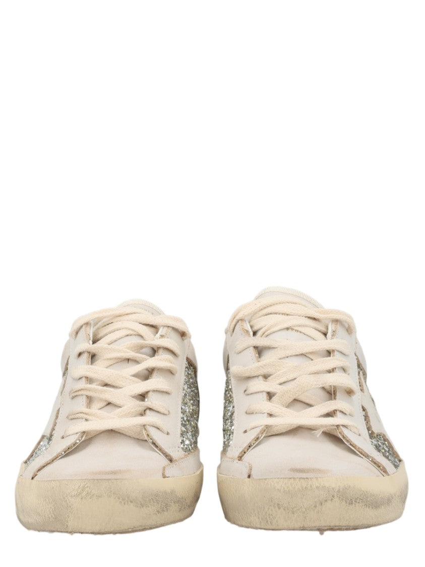 Golden Goose Super Star Low-Top Glitter Star Leather Sneakers