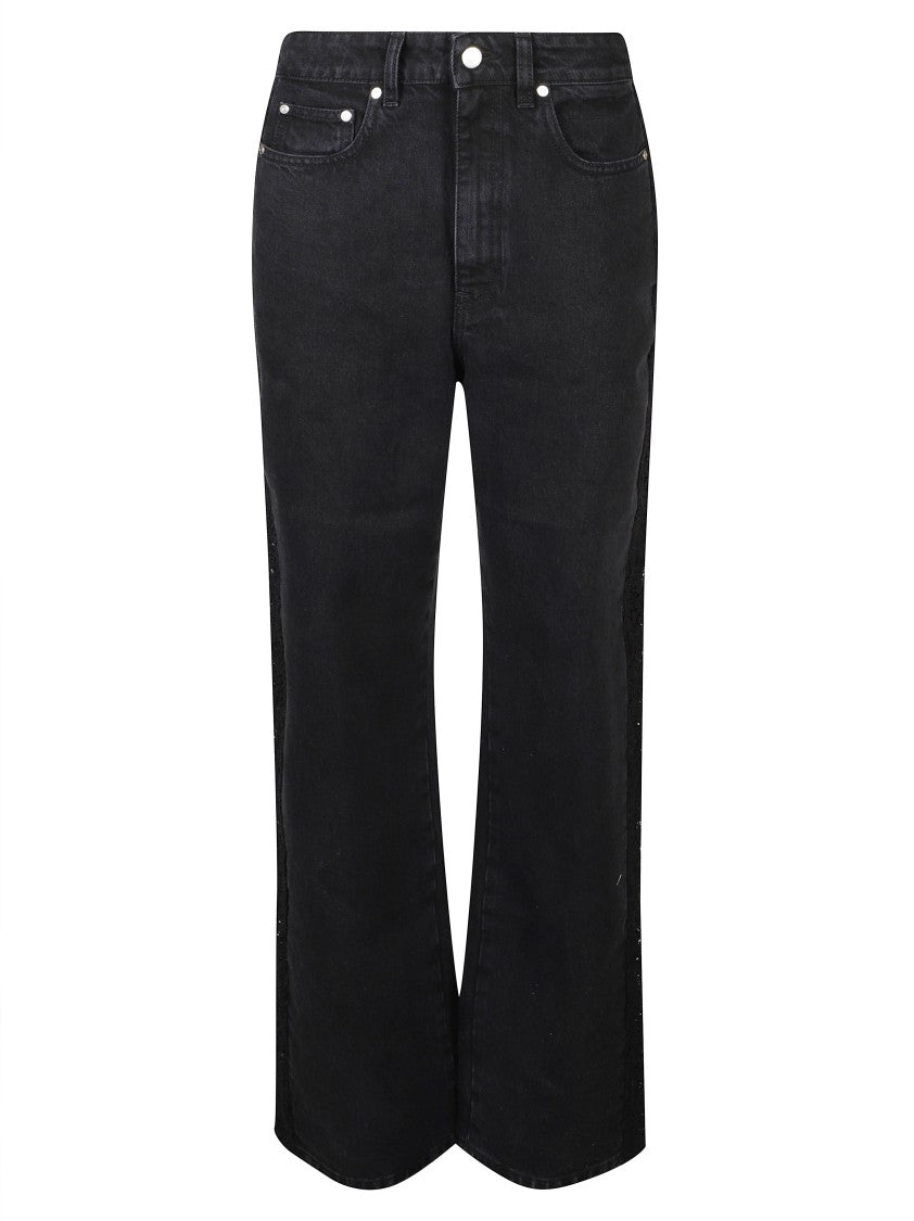 Stella Mccartney High-Waisted Straight-Leg Jeans With Lace Detailing