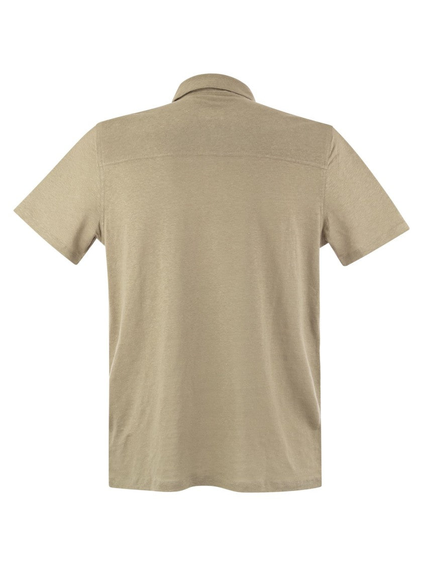 Majestic Linen Short-Sleeved Polo Shirt