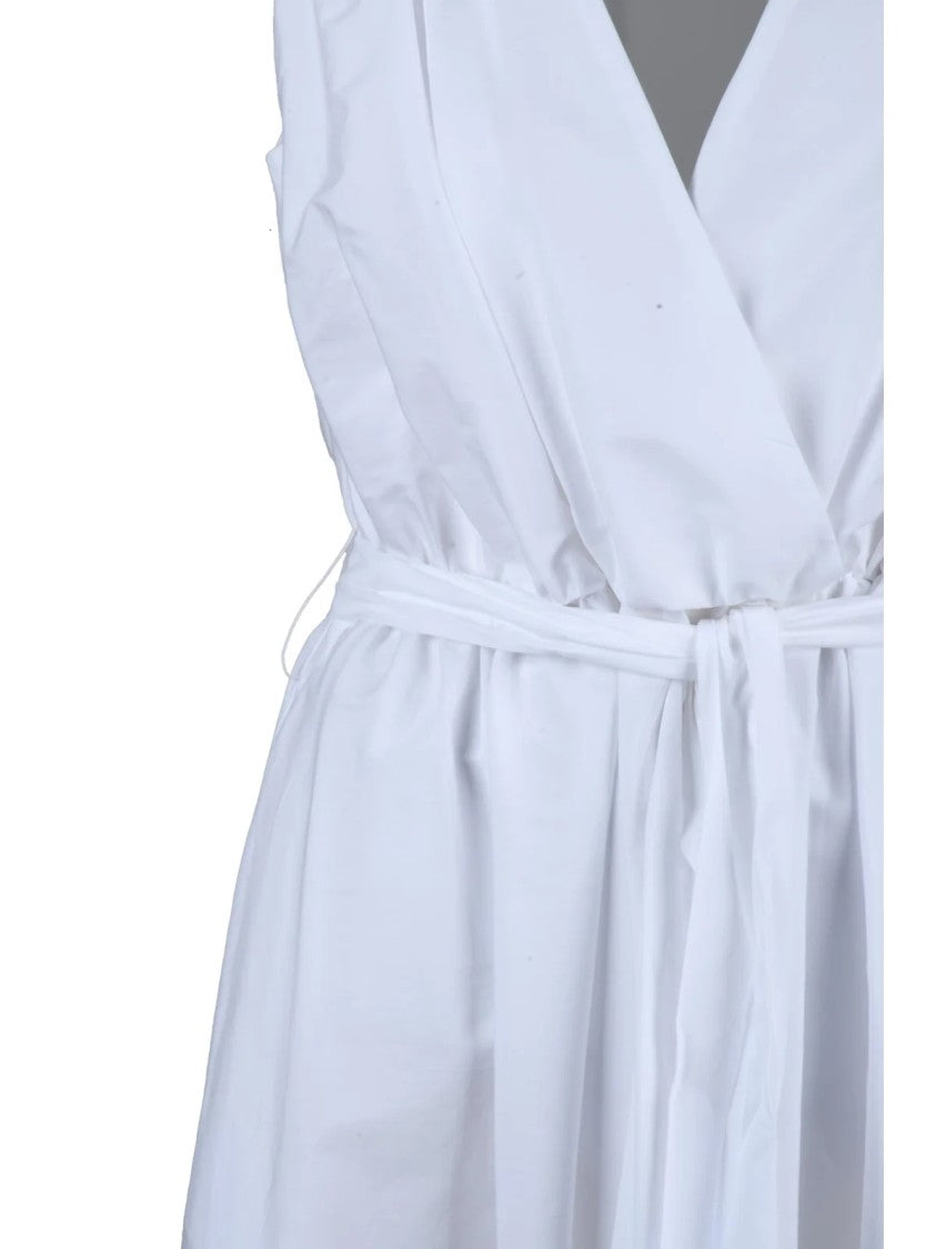 Eleventy White Beige Cotton Elastane Women Long Dress
