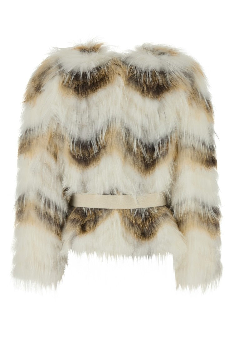 Yves Salomon Belted Cropped Fur Jacket