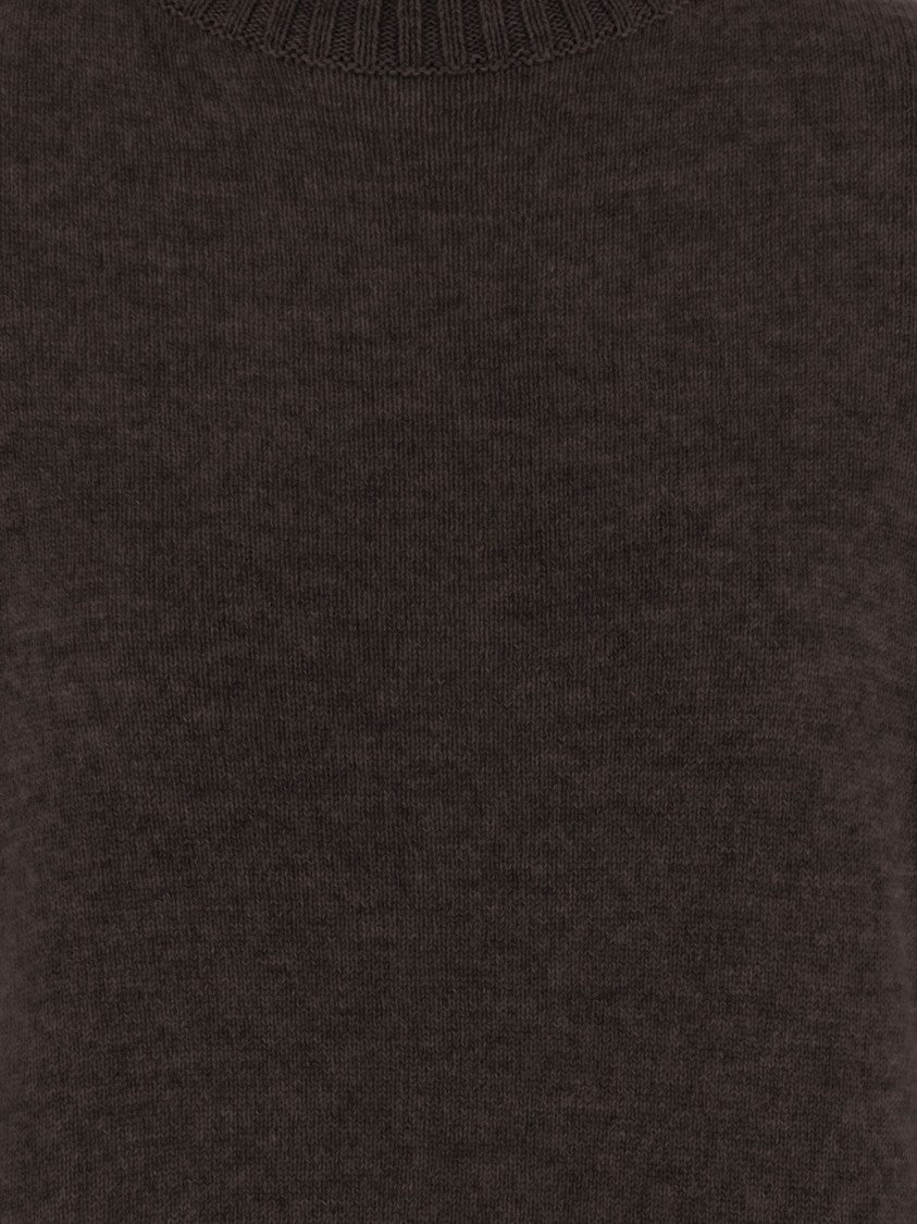 Allude Dark Brown Ribbed Turtleneck Cashmere Sweater