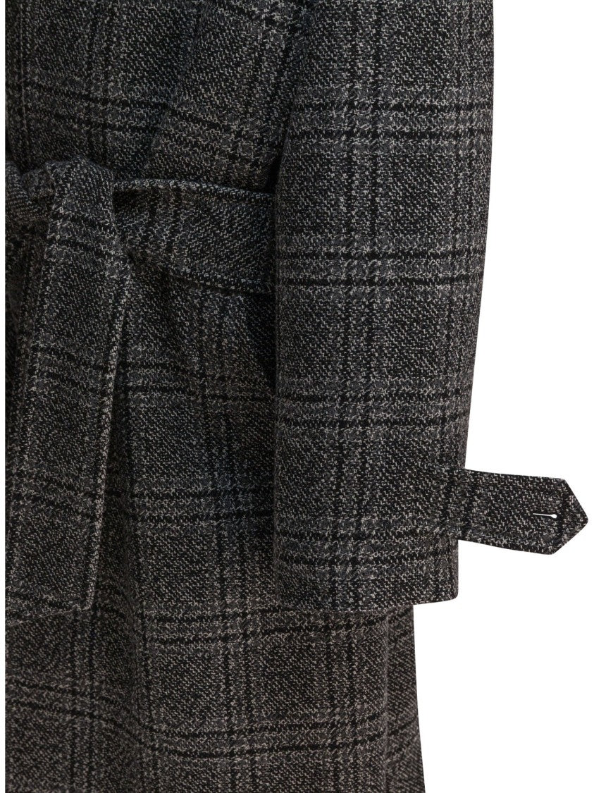 Balenciaga Single-Breasted Oversized Raglan Coat In Vintage Check Wool