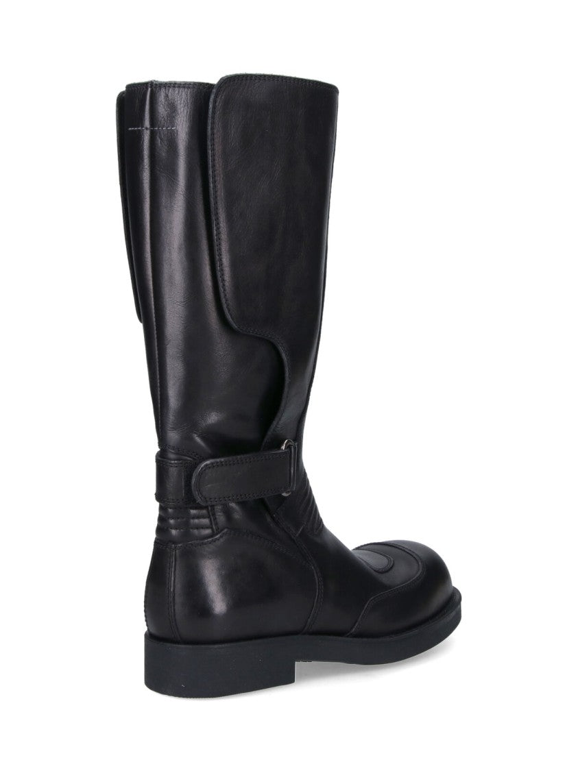 Mm6 By Maison Margiela Timeless All-Black Boots With Classic Silhouette