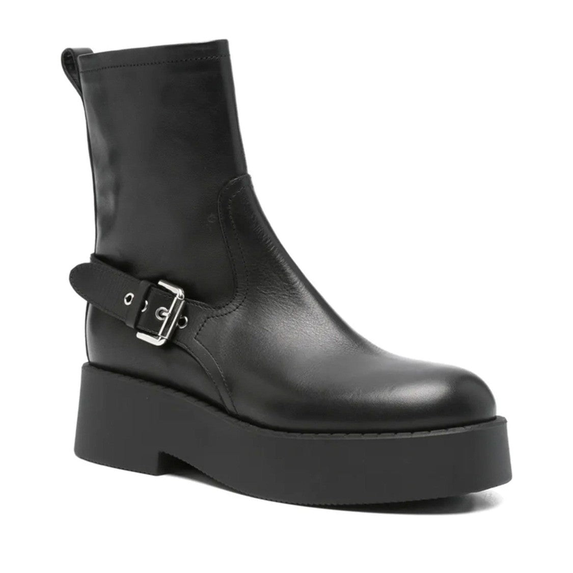 Premiata Black Leather Decorative Strap Boots