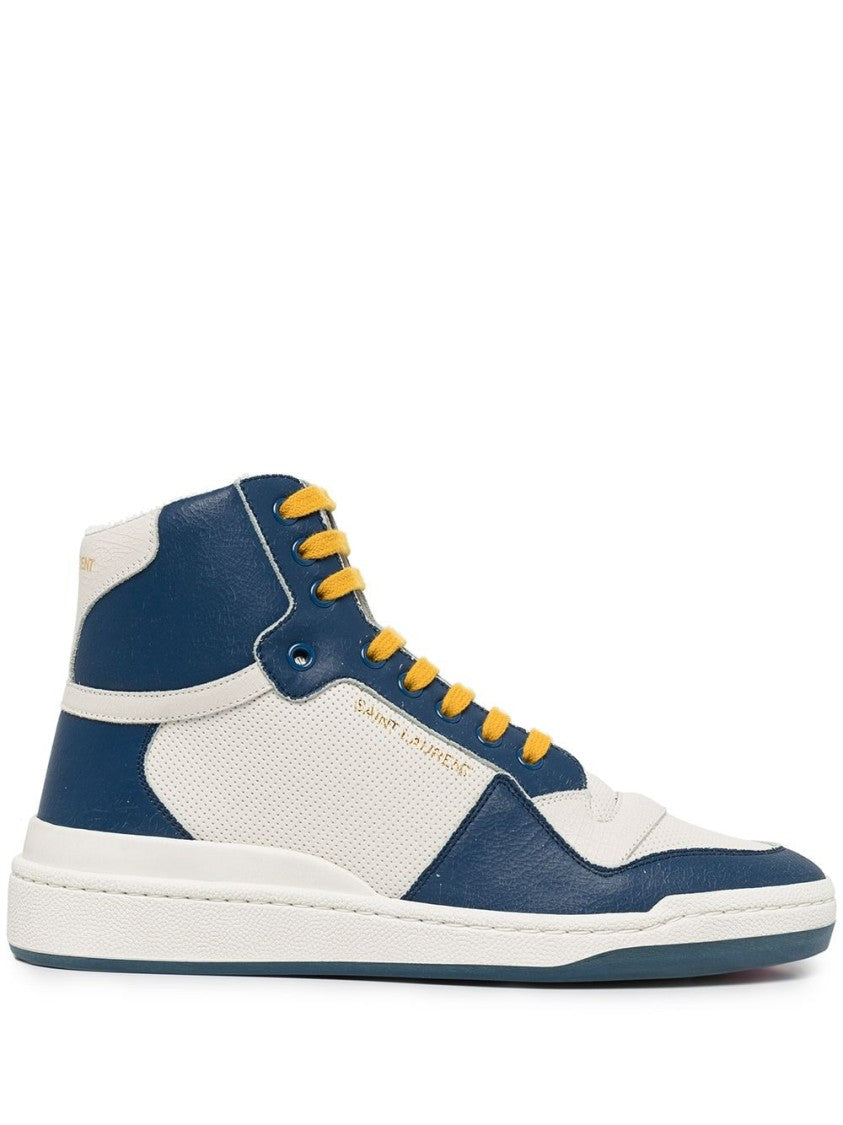 Saint Laurent White/Blue Sl24 High Top Sneakers