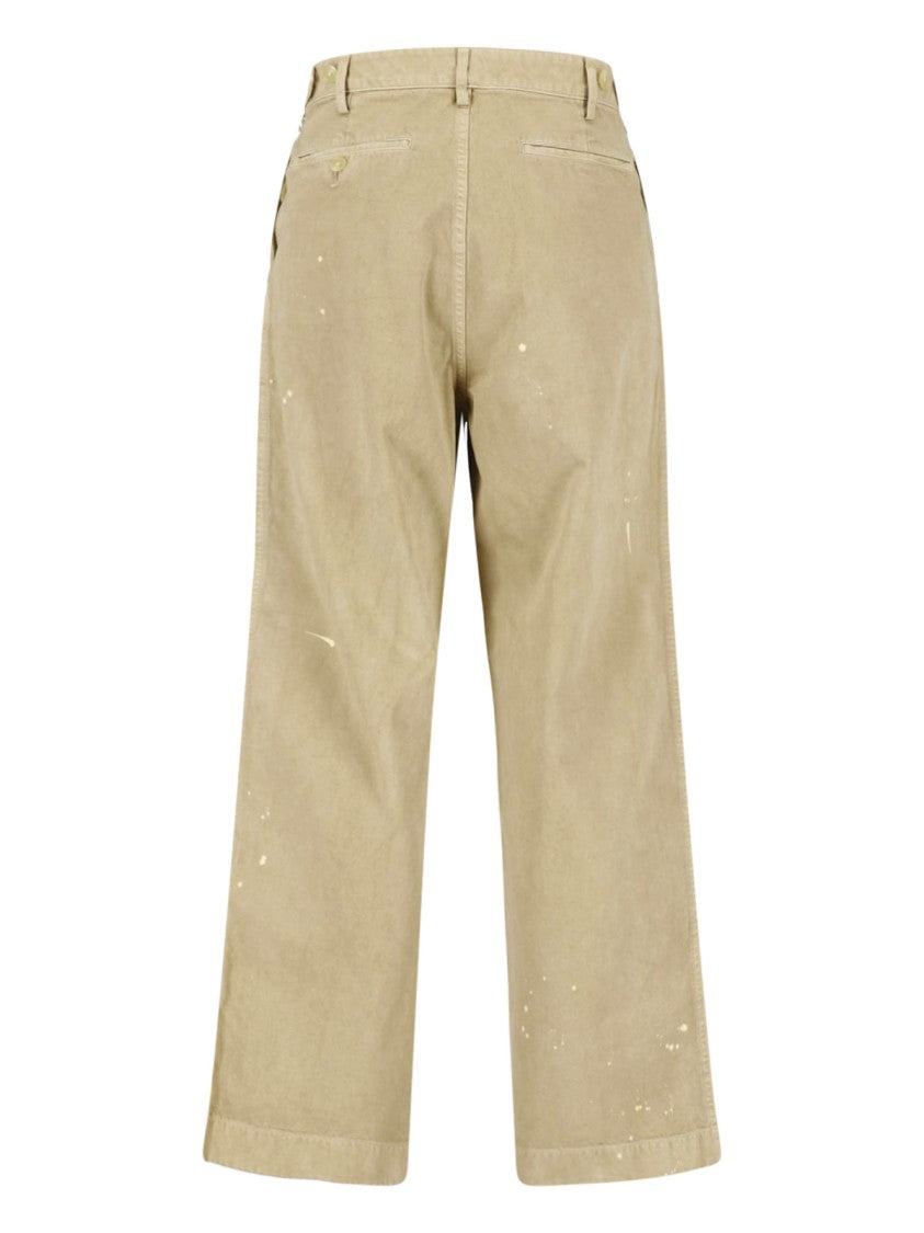 Auralee Wide-Leg Chino Pants With Distressed Details And Medium Waist