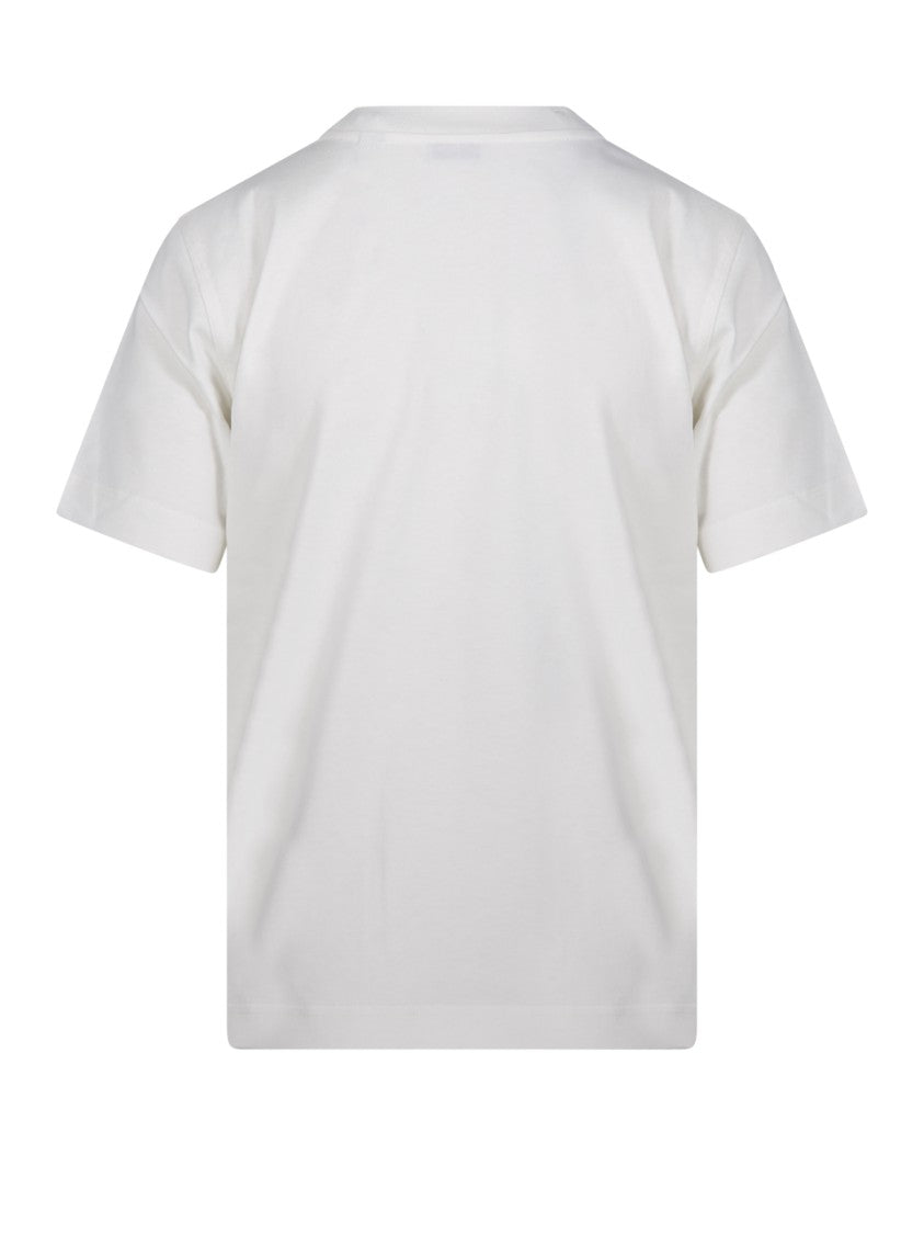 Burberry White Cotton T-Shirt With Gold Emblem