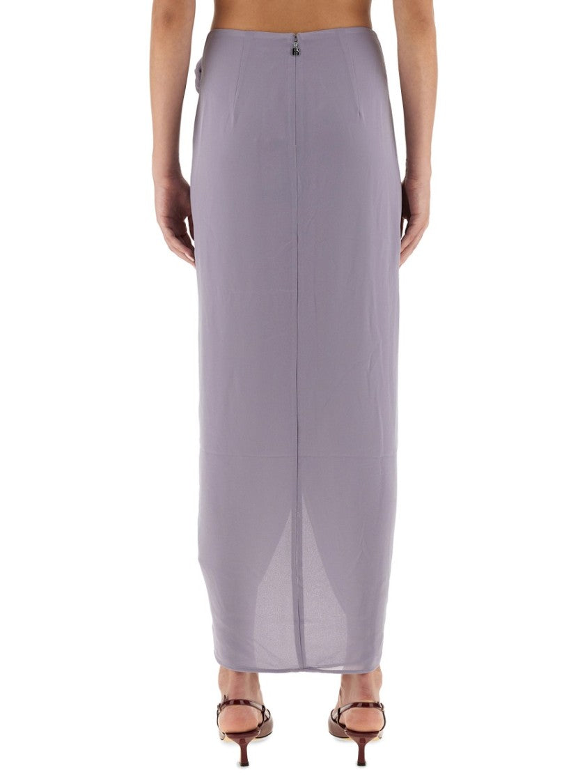 Rotate Birger Christensen Asymmetrical Draped Midi Skirt With Gathered Detailing
