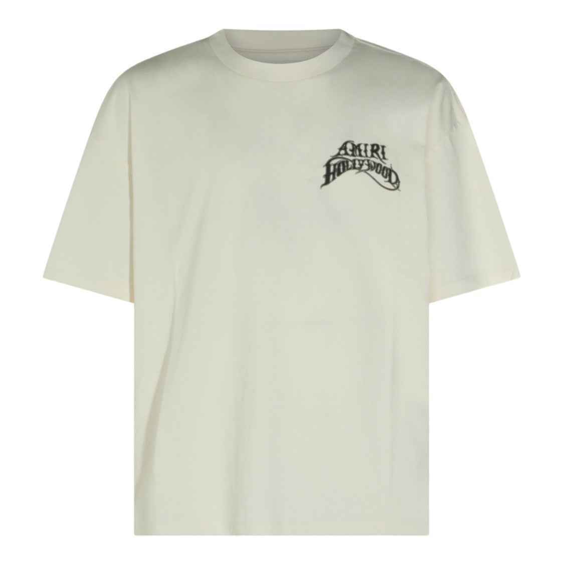 Amiri Light Cream T-Shirt With Bold Graphic Logo Design