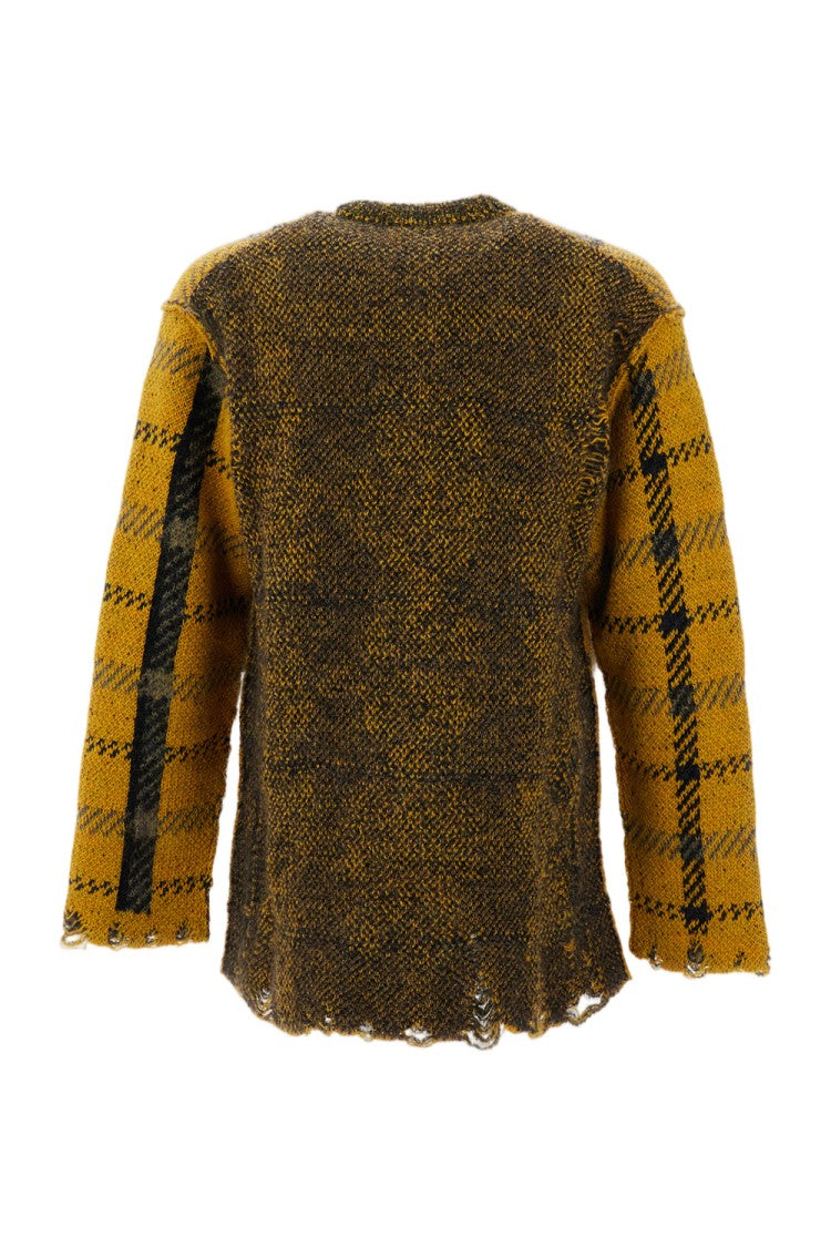 Junya Watanabe Multicolor Yellow Teddy Bear Checked Wool Sweater
