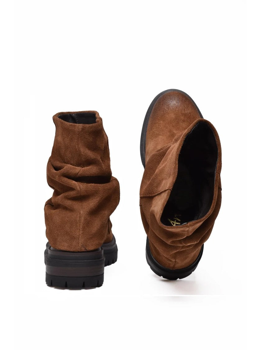 Aria Shoes Brown Suede Slouchy Ankle Boots