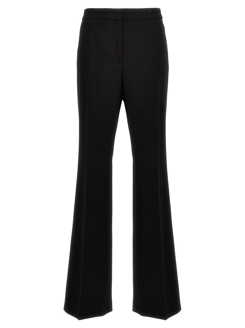 Moschino Wide-Leg Wool Blend Crepe Pants With Central Pleat