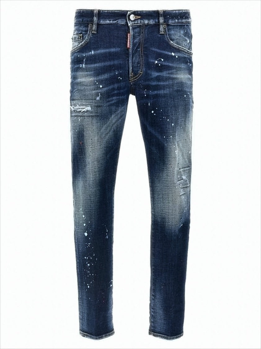 Dsquared2 Distressed Dark Blue Slim-Fit Denim Pants
