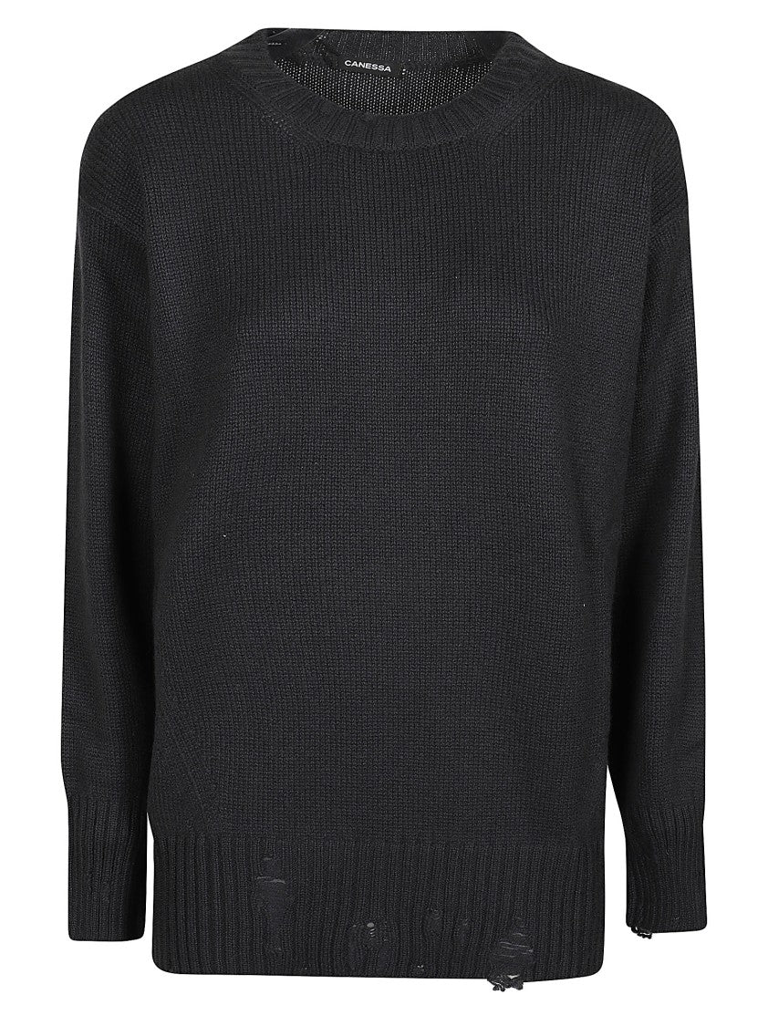 Canessa Leda Cashmere Distressed Sweater