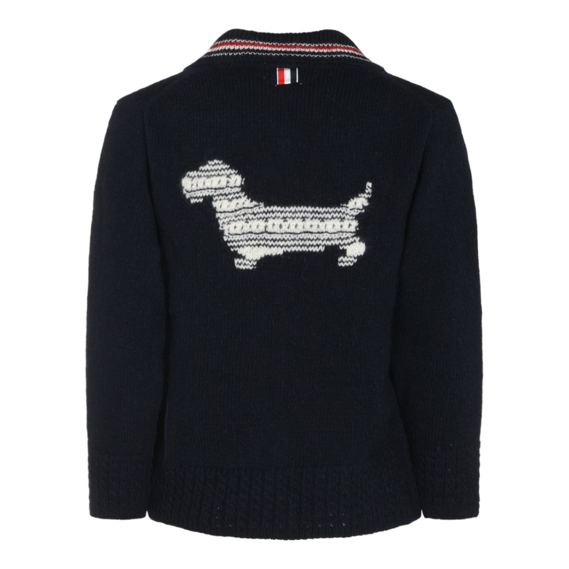 Thom Browne Ribbed Button-Up Sweater With Striped Accents