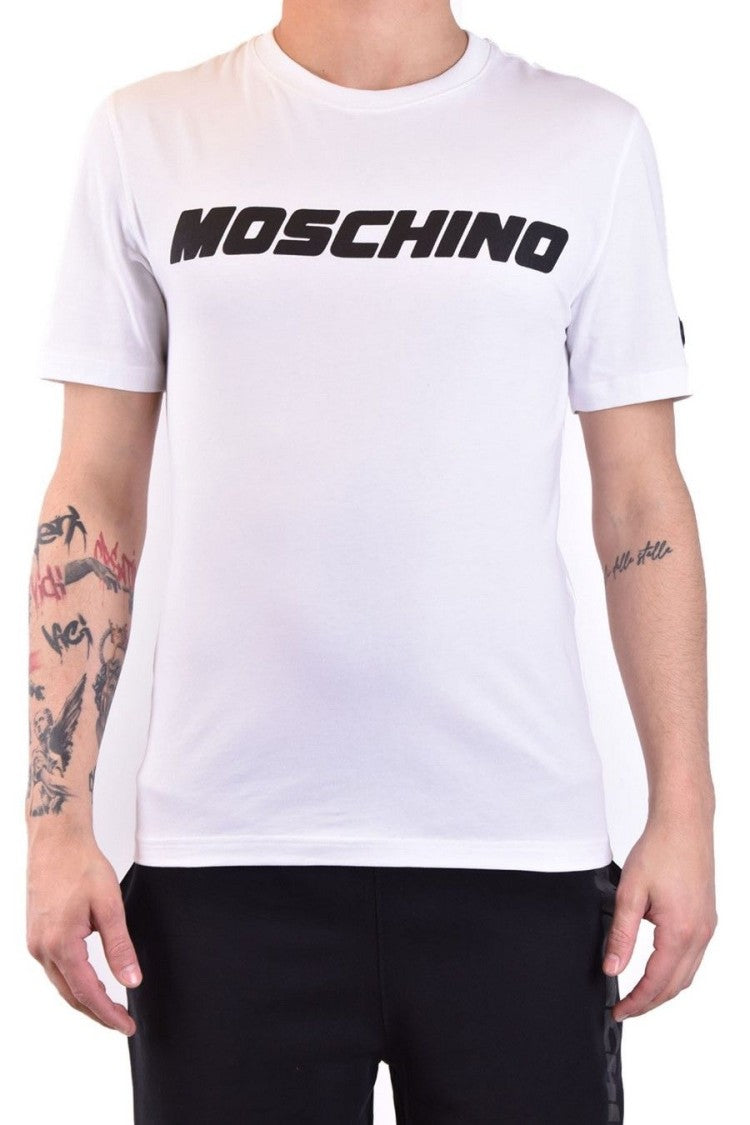 Moschino White Logo Print Cotton T-Shirt