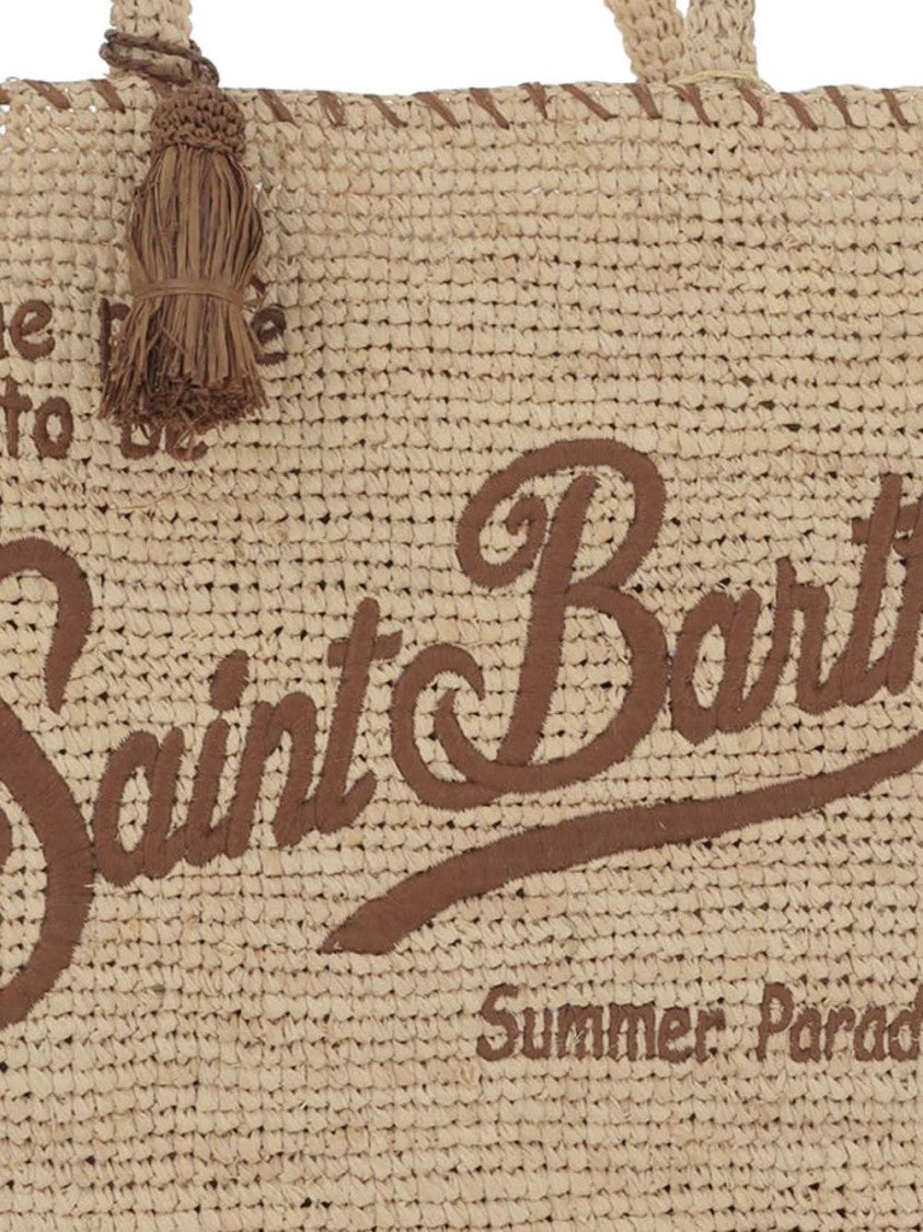 Mc2 Saint Barth Rectangular Woven Tote Bag With Decorative Tassel
