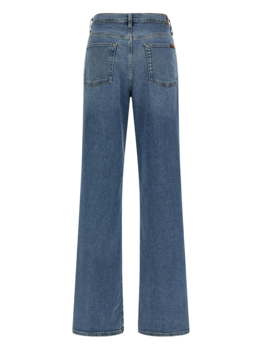 Seven Medium Waist Straight-Leg Denim Jeans With Front Zip Closure