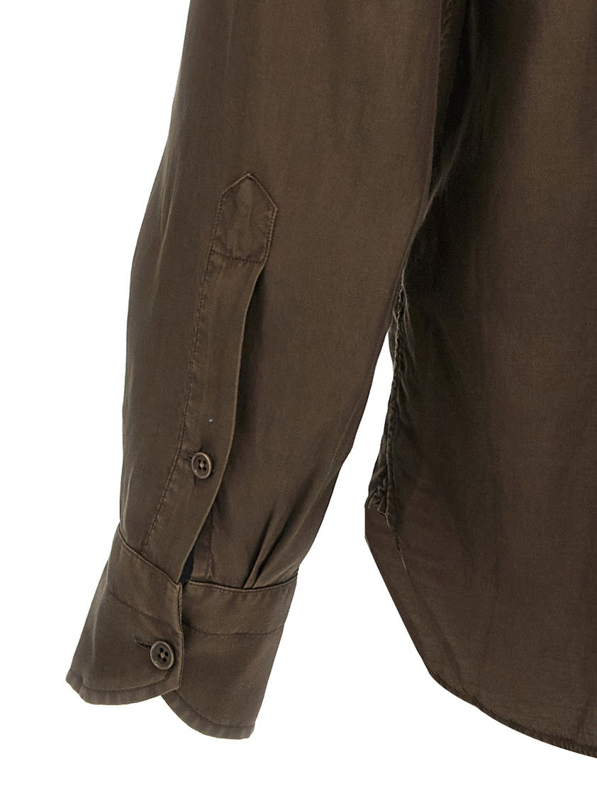 Tom Ford Brown Military-Fit Twill Shirt