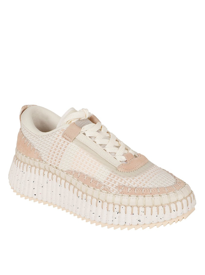 Chloé Contrasting Textured Sneakers With Sole