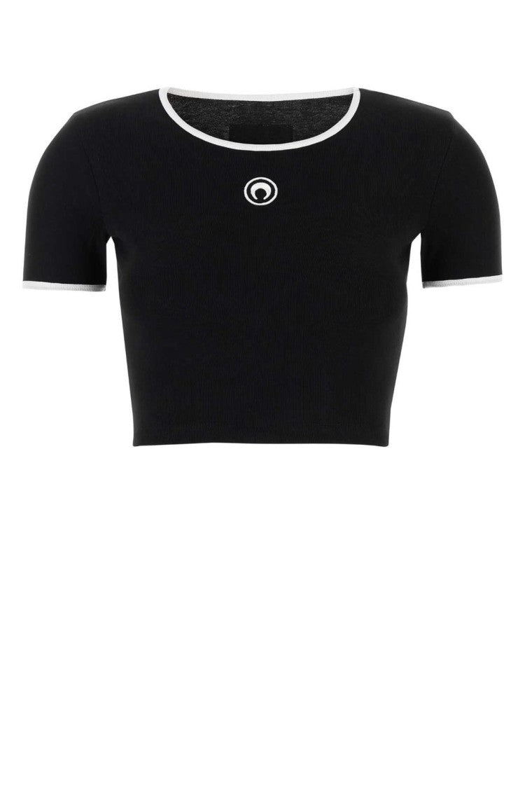 Marine Serre Fitted Black Crop Top