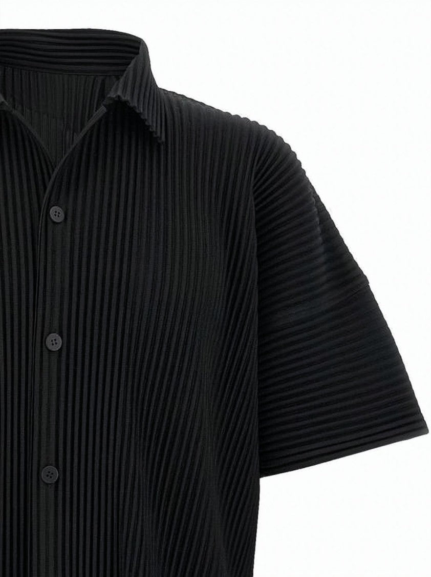 Homme Plissé Issey Miyake Pleated Short-Sleeve Shirt With Button-Down Closure
