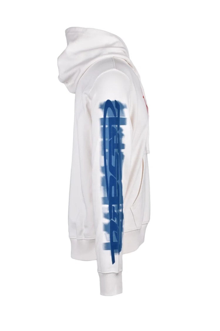 Diesel White/Red Cotton Men's Hoodie
