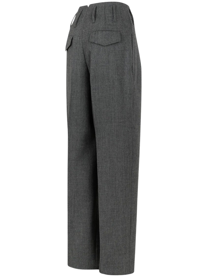 Ami Paris Grey Tailored Pleated Wool Pants
