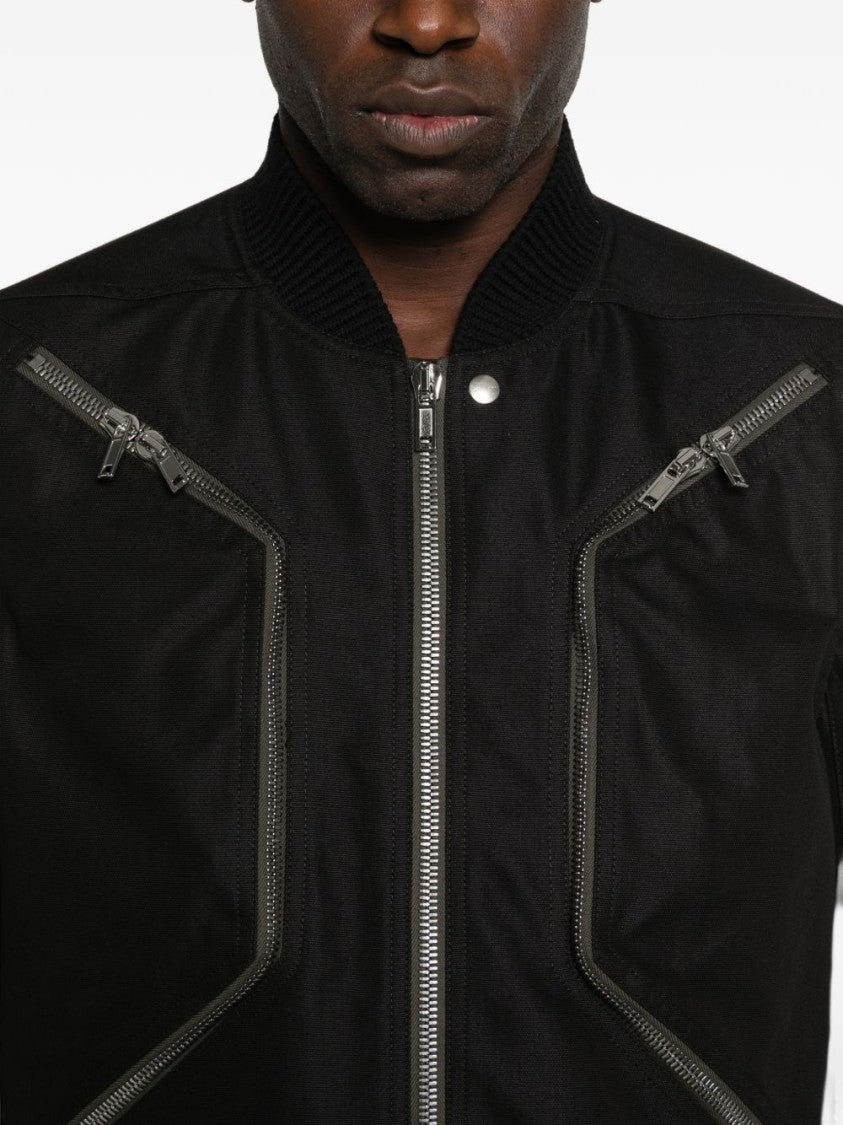 Rick Owens Ribbed Hem Jacket With Distinctive Zip Pockets