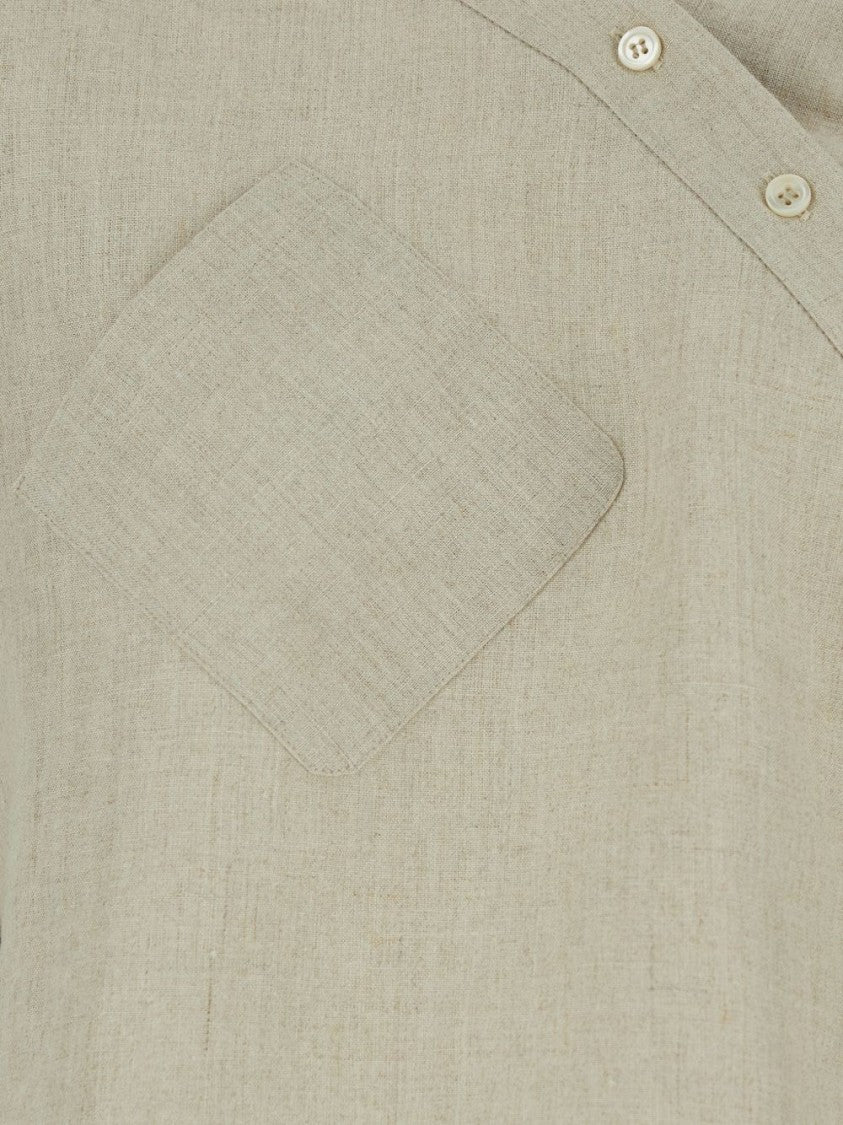 Coperni Asymmetrical Beige Shirt With Diagonal Button Closure And Minimalist Appeal