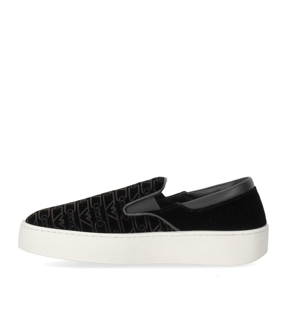 Emporio Armani Black Monogram Slip-On Sneaker