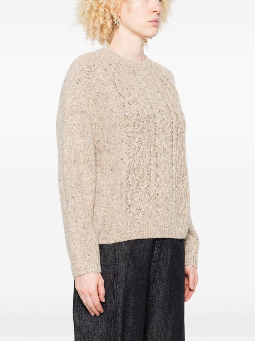 Yerse Textured Cable Knit Merino Wool Blend Sweater