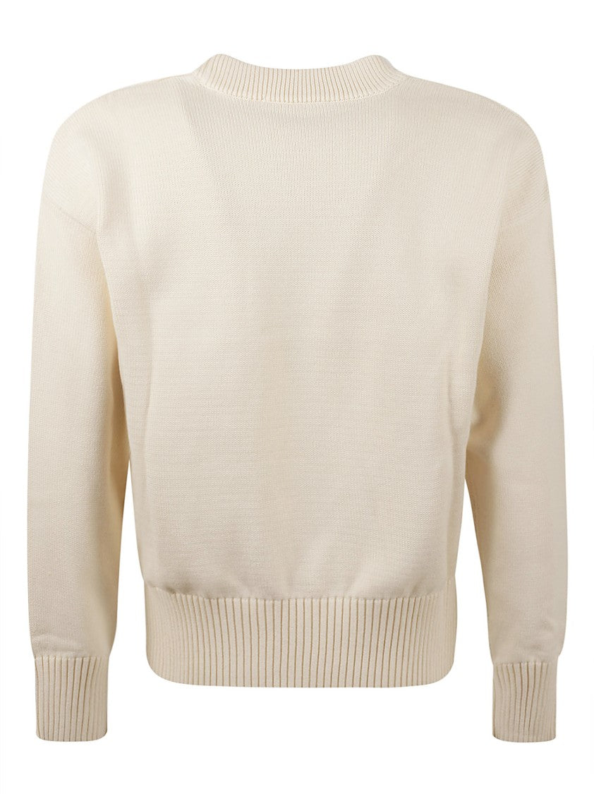 Ami Classic Crew Neck Sweater With Embroidered Detail