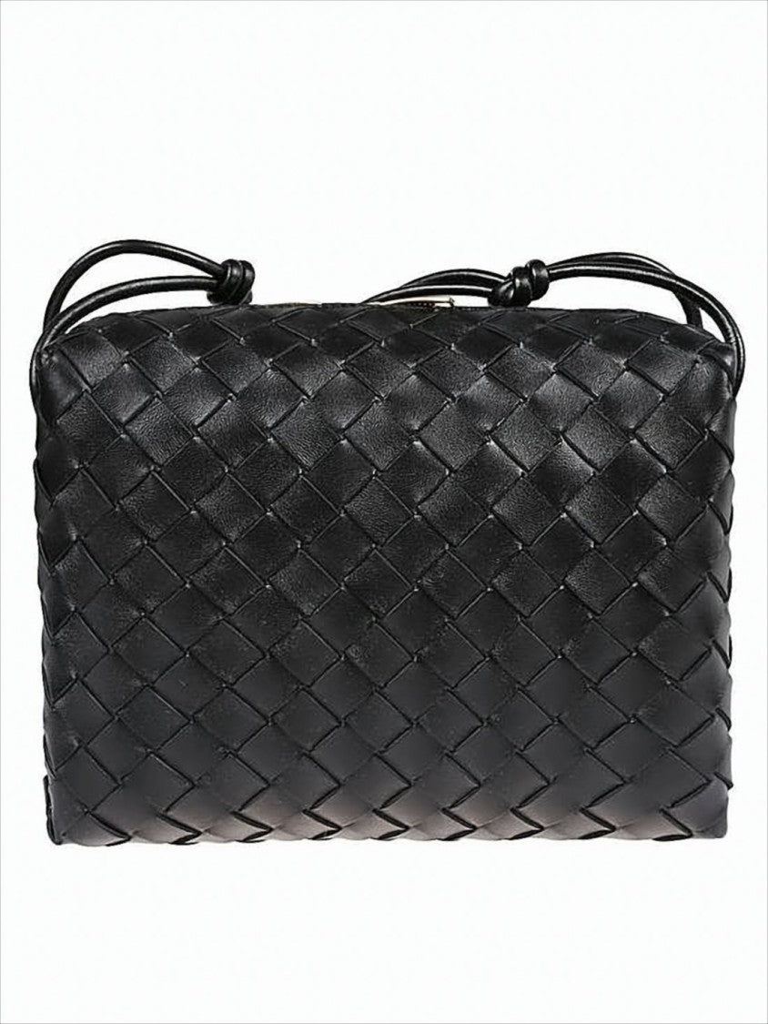 Bottega Veneta Woven Black Lambskin Crossbody Bag