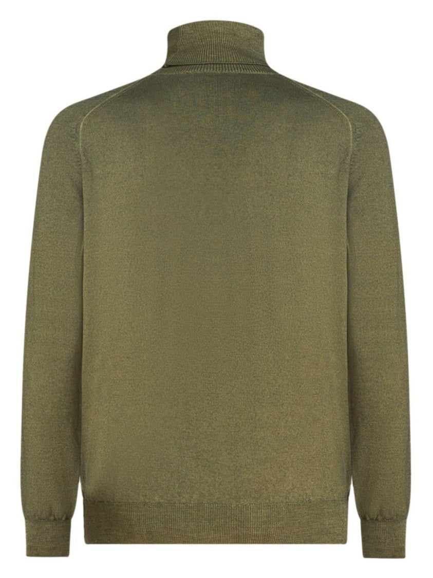 Etro High T-Neck Wool Sweater With Ribbed Detailing