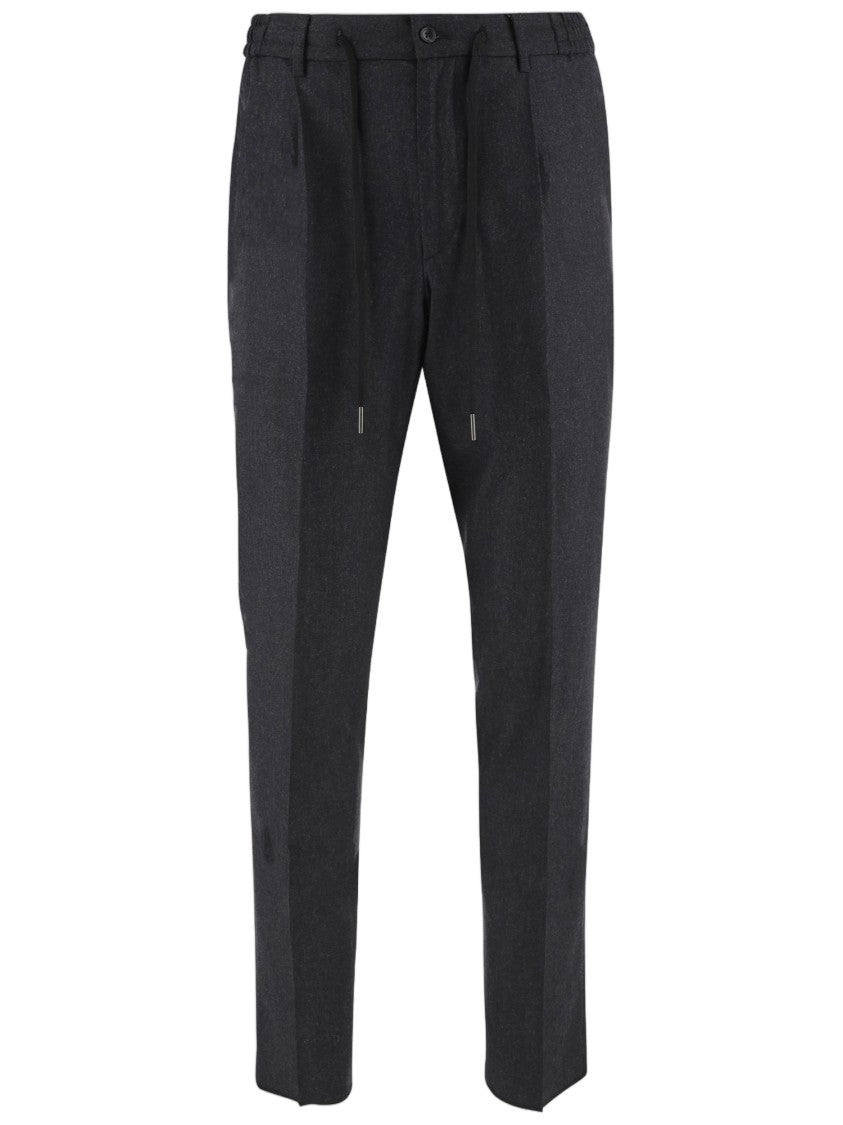 Tagliatore Tailored Stretch Wool Pants With Adjustable Waist And Structured Silhouette