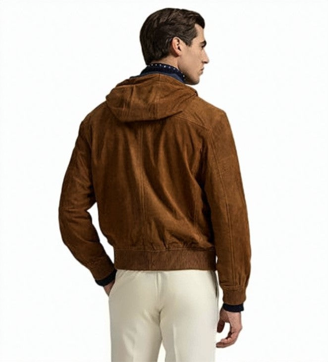 Polo Ralph Lauren Reversible Brown Goat Leather Jacket With Soft Suede Texture