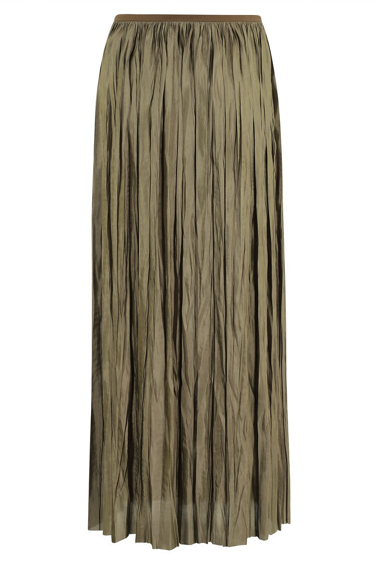 Roberto Collina Long Pleated Satin-Finish Skirt