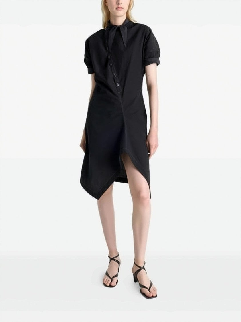 Lemaire Asymmetrical Button Closure Midi Dress With Structured Silhouette