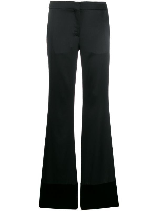 Moschino Tailored Flared Trousers With Contrasting Velvet Accents